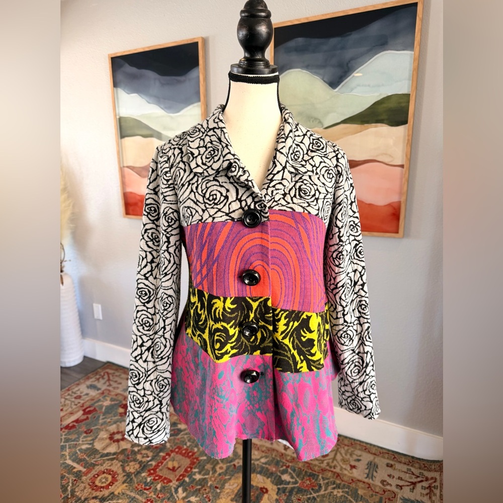 Aunt Wanda Vibrant Multicolor Patchwork Blazer - image 5